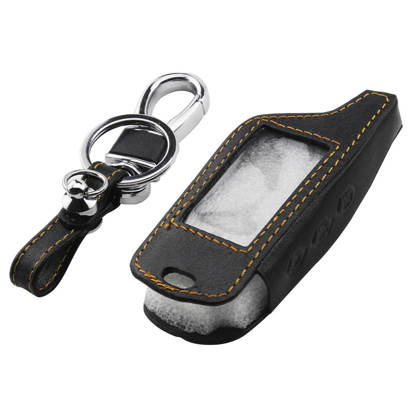 Jingyuqin B9 Leather Key Case Voor Starline B9/B91/B6/B61/A91/A61/v7 C9 Kgb FX-5 Jaguar Ez-Een Lcd Manier Auto Remote 2 Weg Alarm: Yellow Thread