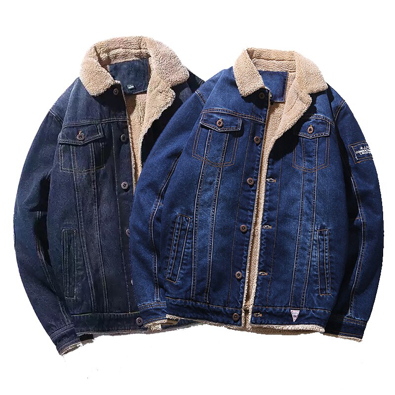 Denim Jacke Männer Winter Windbreaker warm Herren Jacken Outwear Jeans Mantel Männlichen Multi-tasche Cowboy Kleidung Plus Größe s-6XL