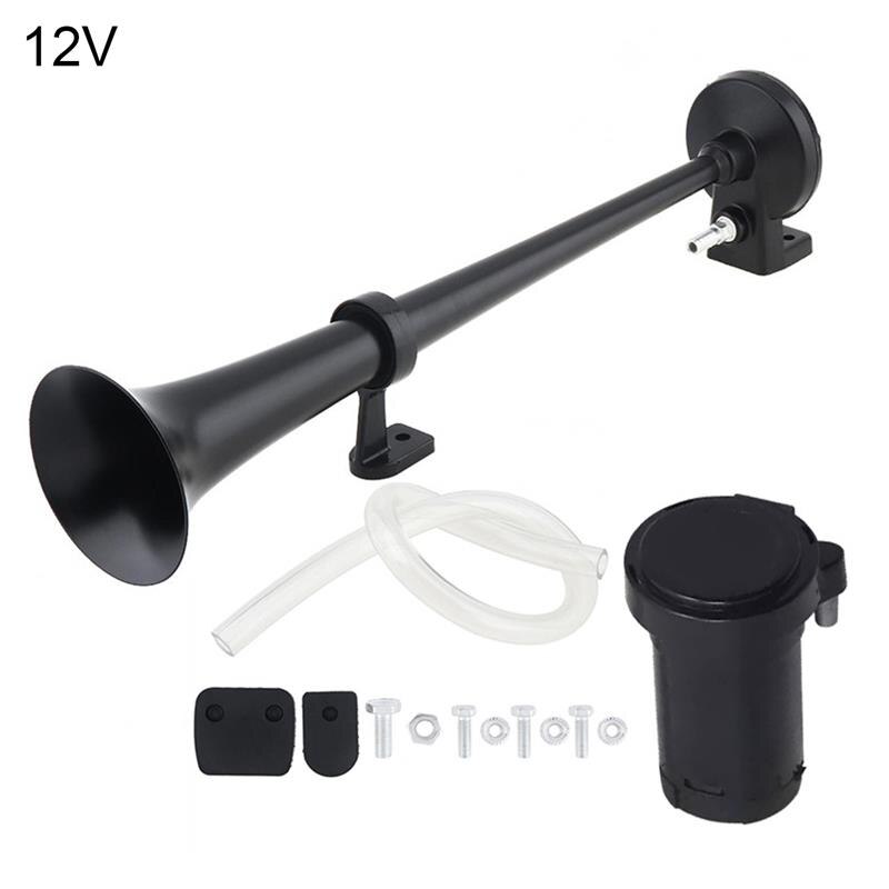 450Mm Universele 17 Inch 150DB Auto Luchthoorn Elektrische Air Control 12V /24V Gelden Truck auto Motor Boot: 12v Black