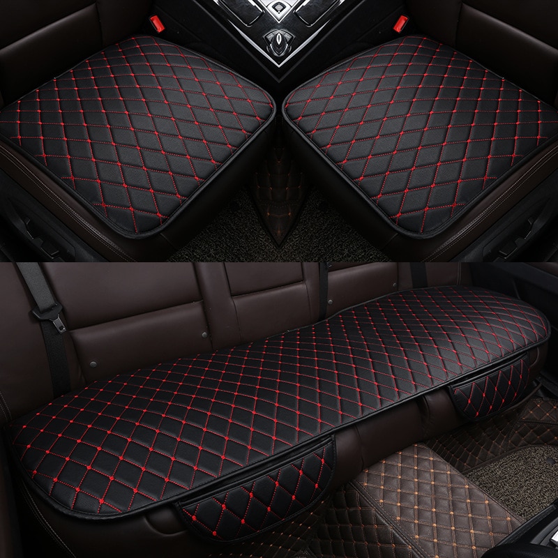 3PCS Car Seat Covers Automobiles Seat Protection Cushion Full Set PU Leather Universal Auto Interior Accessories Mat Pad