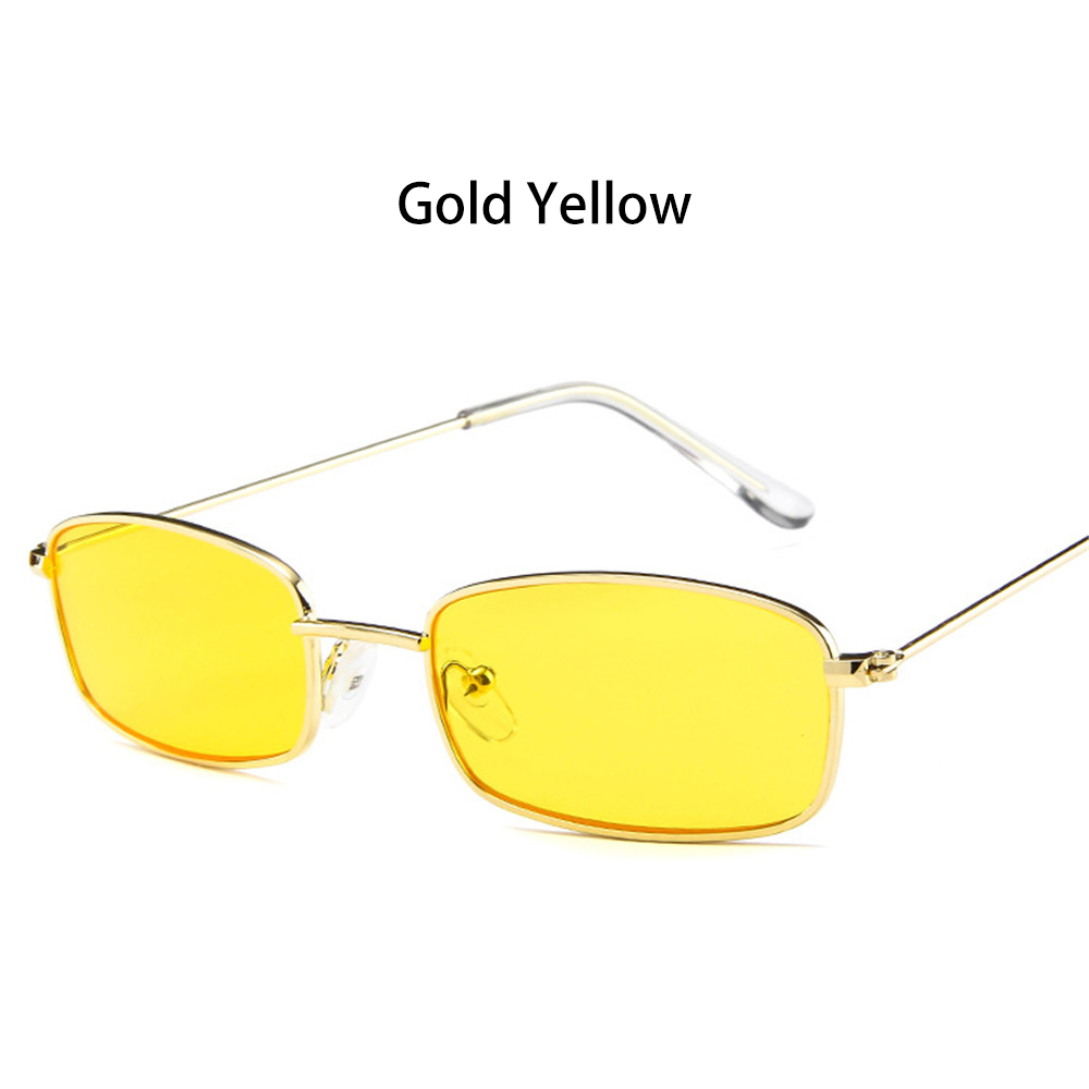 1 paire métal cadre Rectangle lunettes de soleil rétro nuances UV400 lunettes pour hommes femmes été lunettes quotidien conduite lunettes: Gold Yellow