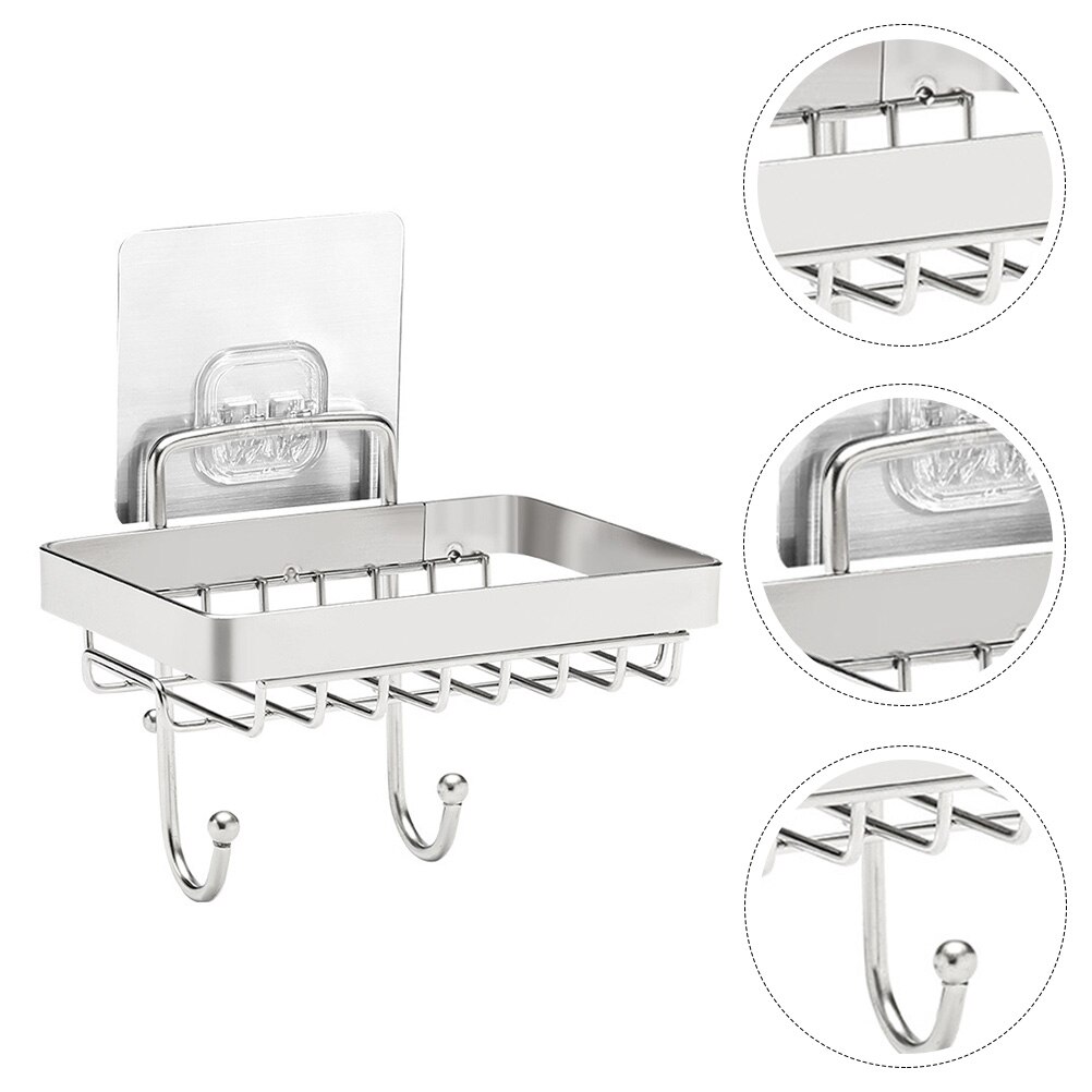 Jabonera de acero inoxidable, soporte de pared para jabón, ducha y baño