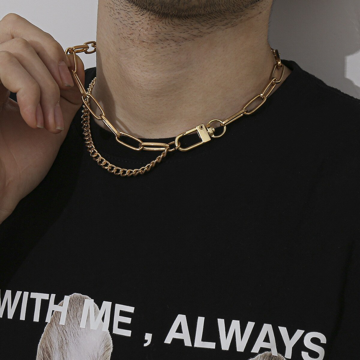 klasyczny punk metal dwuwarstwowy łańcuch Chokers geometryczny złoty kolor srebrny komunikat choker naszyjniki biżuteria prezenty dla kobiet mężczyzn