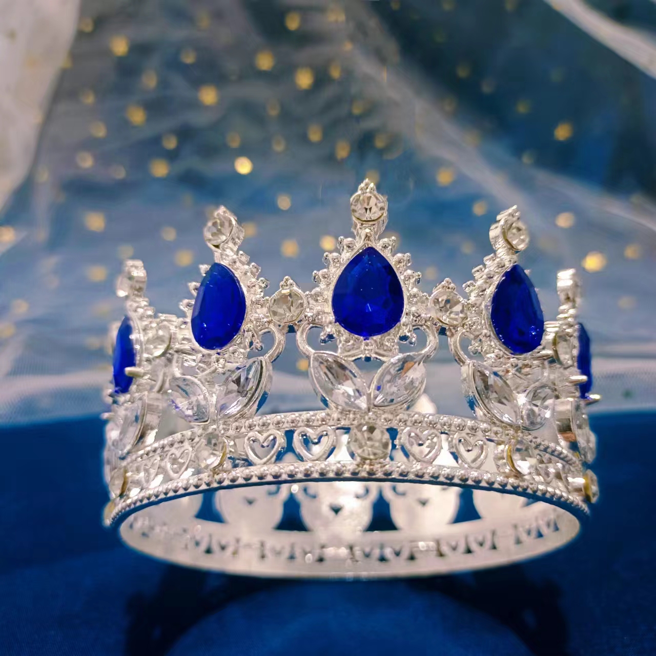 Barroco Cristal Rhinestone Tiaras e Coroas, Prom Diadem Headband, Coroa nupcial, Acessórios para o cabelo do casamento, Jóias, Tiara Presente: Bege