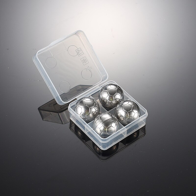 Stainless Steel Ice Cubes Football Shape Cooler Reusable Chilling Stones For Whiskey Wine Cooling Ball Party Bar Accessories: 4pcs ice ball