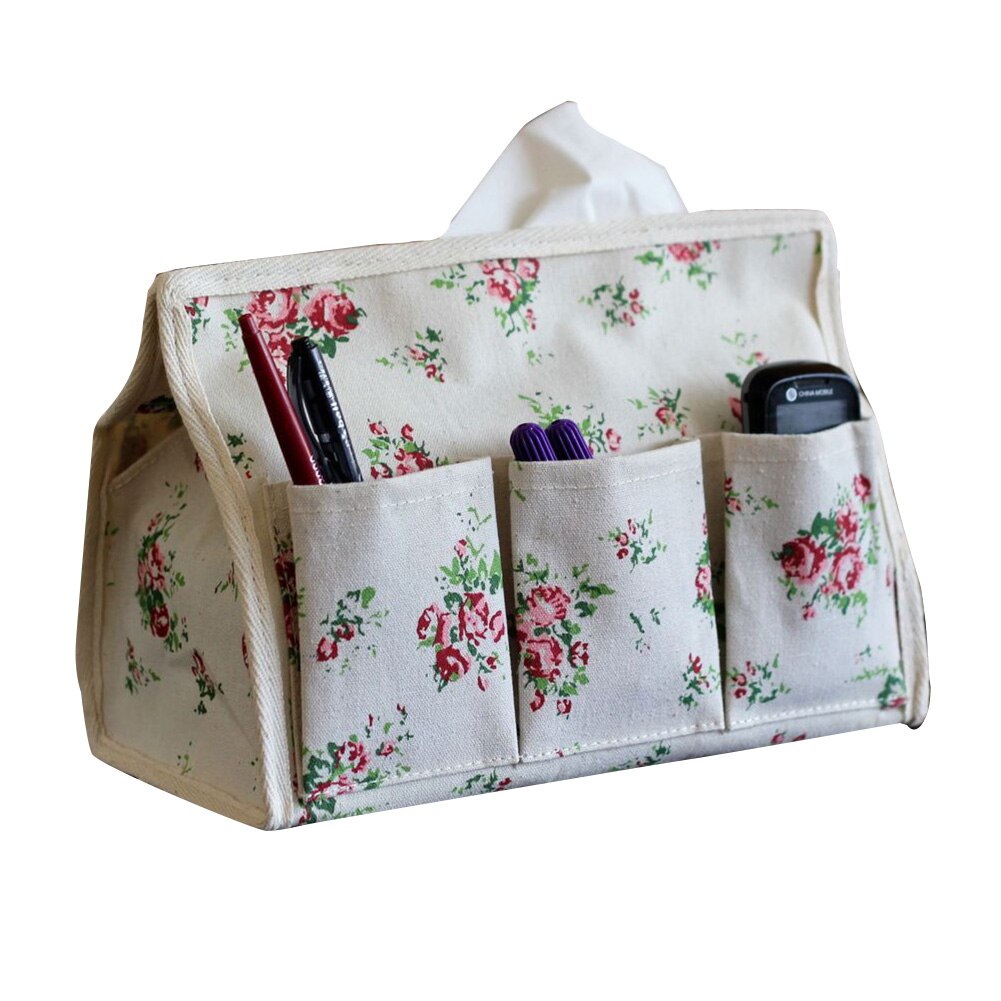 6 Pocket Linen Fabric Living Room Desktop Table Home Tissue Box Office Car Napkin Storage Hotel Restaurant Paper Organizers