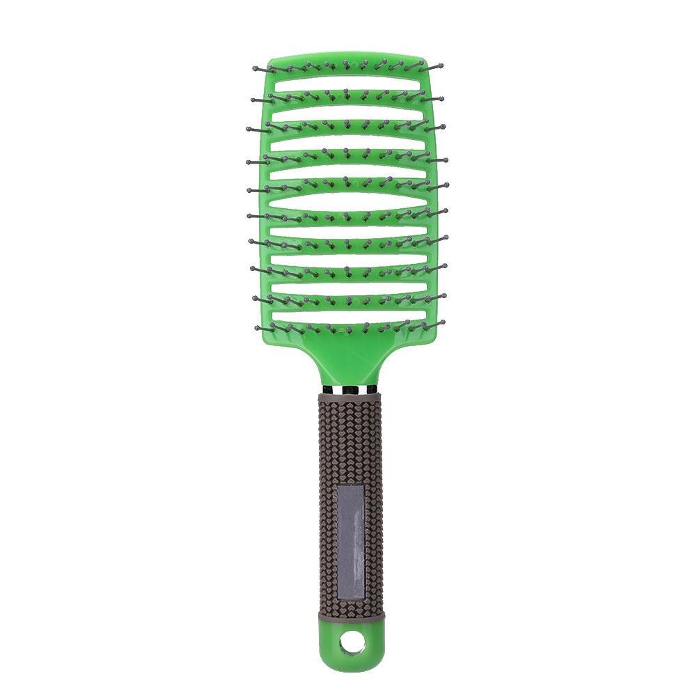 Ribs Comb Hairbrush Big Bent Comb Wet Plastic Nylon Massage Hair Care men Styling Hair Combs Hair Accessories: Green