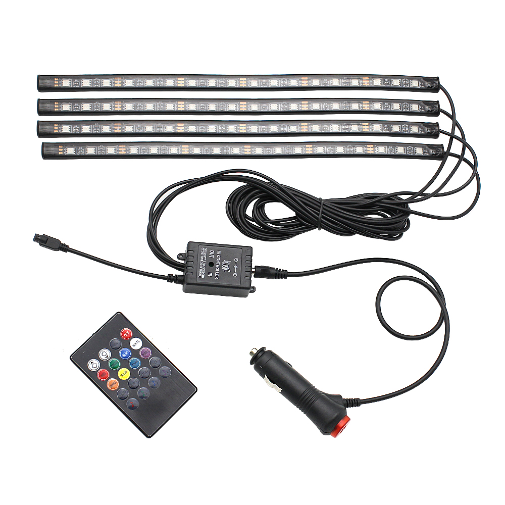 RGB LED Strip Licht Auto Sfeer Lamp 9/18 LEDs Muziek Ritme Geluid Controle Sfeer Licht Auto Voet Lamp USB/ sigaret