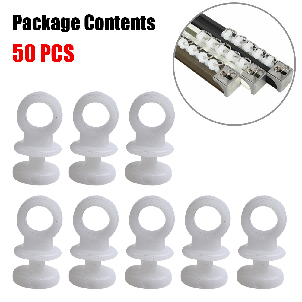 50pcs Plastic Curtain Track Hooks Runner Fit For Camper Van Motorhome Caravan Boat Ship Curtain Access Curtain Slide Rail Hook