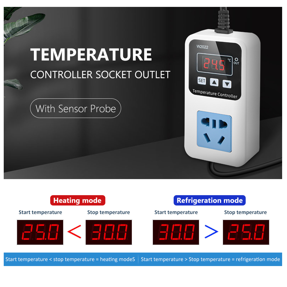 Ac110v 220v w2022 temperature controller thermostat greenhouse temperature controller with high-precision ntc sensor lcd display