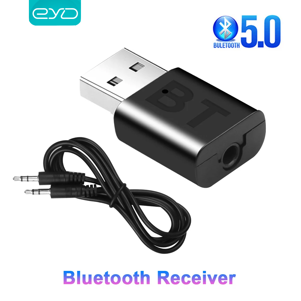 EYD USB Bluetooth 5.0 odbiornik bezprzewodowy Adapter Bluetooth 3.5mm AUX Jack do Adapter Audio Stereo muzyki samochodowej do słuchawek TV