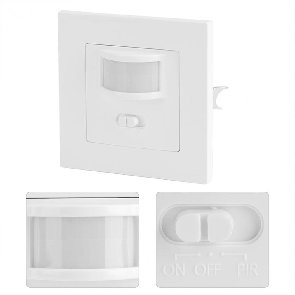 AC 110V-240V Infrared PIR Motion Sensor Recessed Wall Lamp Light Bulb Switch PVC Material Wall-mounted