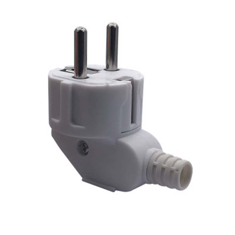 Black white 90 degree elbow connector 250v 10a 16a french Russia Korea Germany Thailand power cord wired cable plug: White