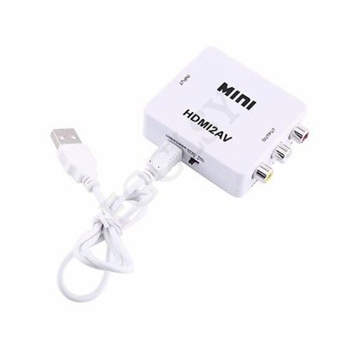 FGCLSY-convertidor HDMI a AV, adaptador escalador HDMI a RCA AV/CVSB L/R Video 1080P mini HDMI2AV compatible con NTSC y PAL: HDMI2AV with cable