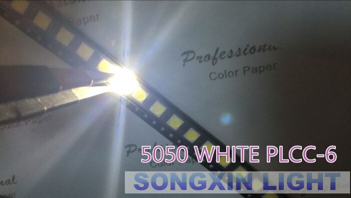 1000pcs ultra bright led smd 5050 12-15lm smd led white Cool white for led light strip par light
