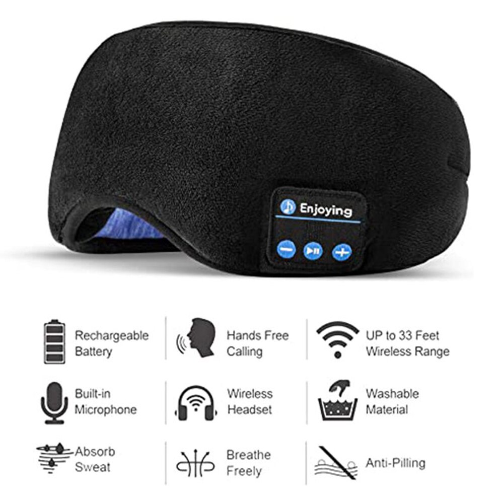 White Noise Eye Mask Cotton Set,Bluetooth 5.0,Washable, Perfect for Side Sleepers, Insomnia, Meditation, 3D Music Eye Mask