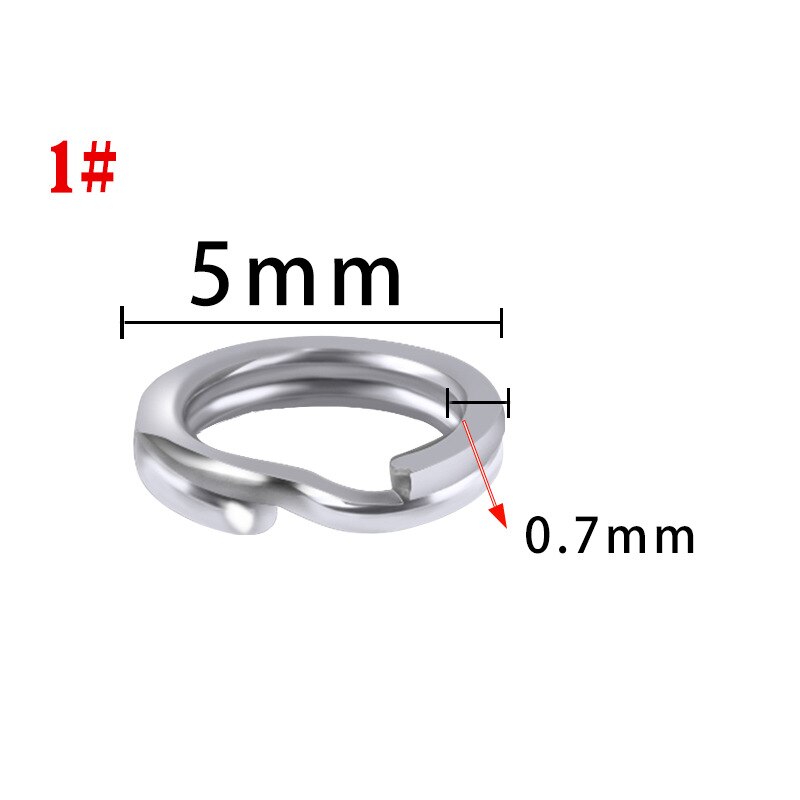 50/100 stk fiskering i rustfritt stål splittring fiskeslukkobling solid ringtilbehør fiskekrok snapsluksvivel: 5mm / 50 stk