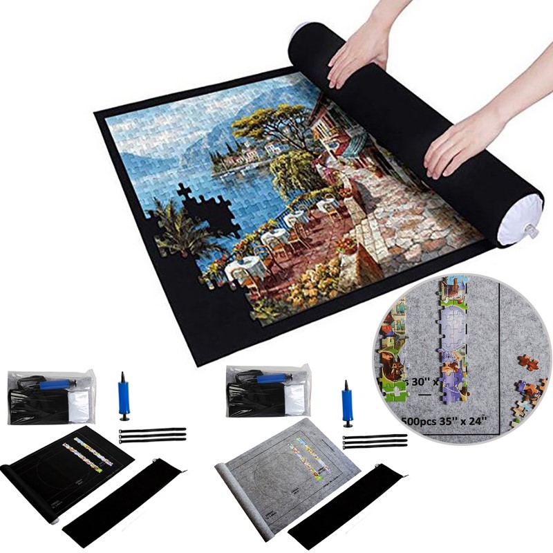 Puzzles Pad Jigsaw Roll Felt Mat Playmat Puzzles Blanket For Up To 1500 Pcs Puzzle Accessories Portable Travel Storage Bag