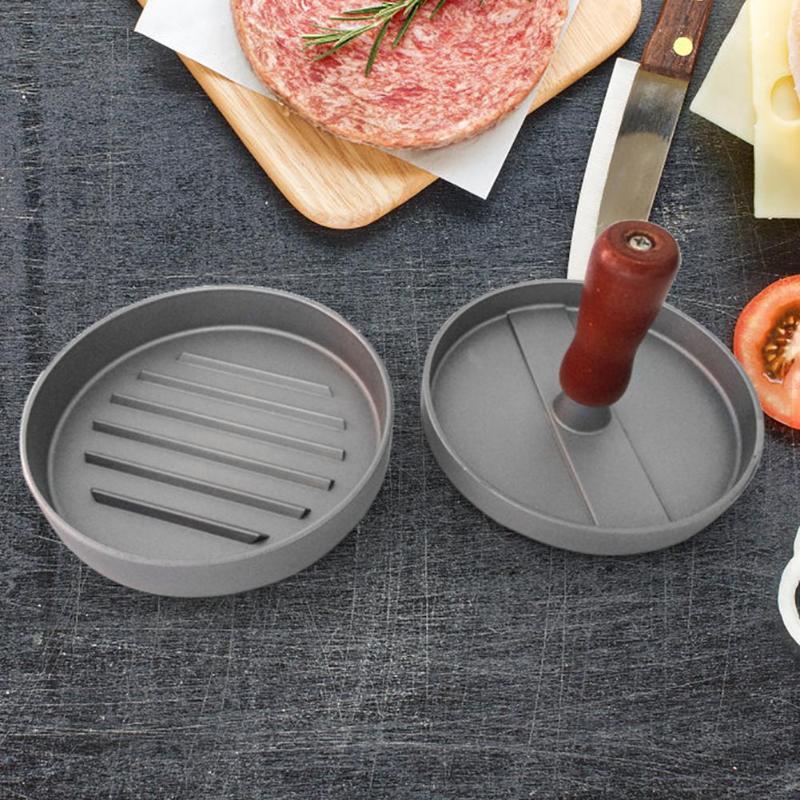 Holz Griff Runde Hamburger Presser Burger Fleisch Rindfleisch Patty Hersteller Schimmel (A)