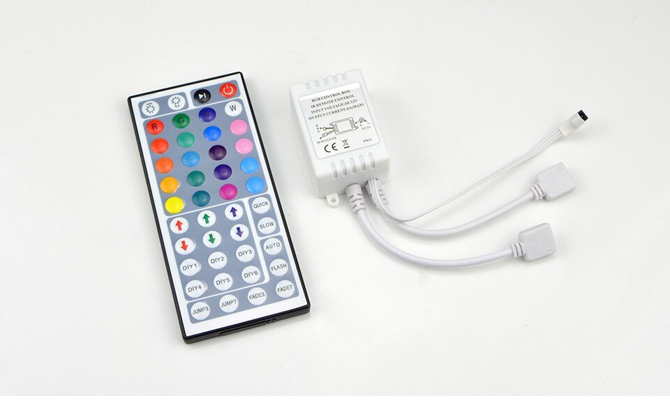 Led Controller 24 Keys LED IR RGB Controler box 1 to 2 Controller IR Remote Dimmer DC12V For RGB 3528 5050 LED Strip Lights: 44Key box 1to 2