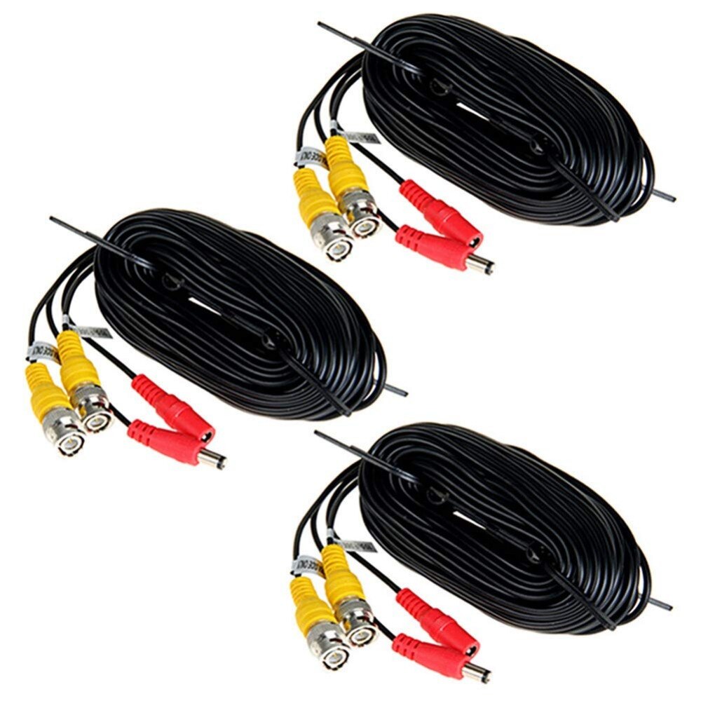 Computerkabler cctv dvr kamera video dc strømsikkerhed bnc kabel forlængerledning 10-50m ( kabel længde : 50m,  farve: sort)