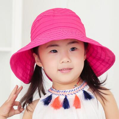 BINGYUANHAOXUAN Meisjes Grote Rand Zonnehoed Golvend Strand Strohoed Leuke Zon Cap: rose Red