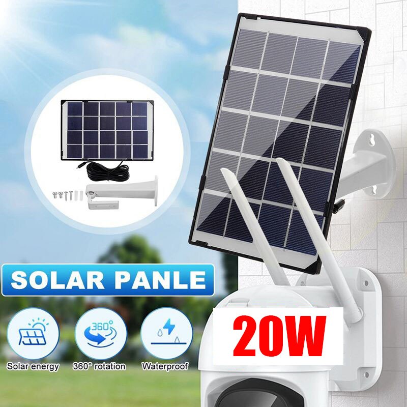 mini pannello solare 20W impermeabile per telecamera di sicurezza IP caricabatterie esterno per banca di energia solare con cavo di ricarica micro USB 5M/16Ft 5V