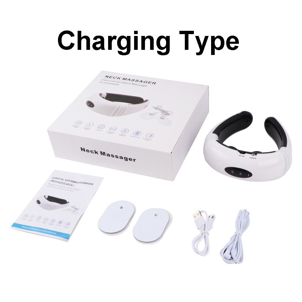 Elektrische Nek Massager &amp; Pulse Terug 6 Modi Power Control Ver Infrarood Verwarming Pijnbestrijding Tool Gezondheidszorg Ontspanning Machine: Charging With Box