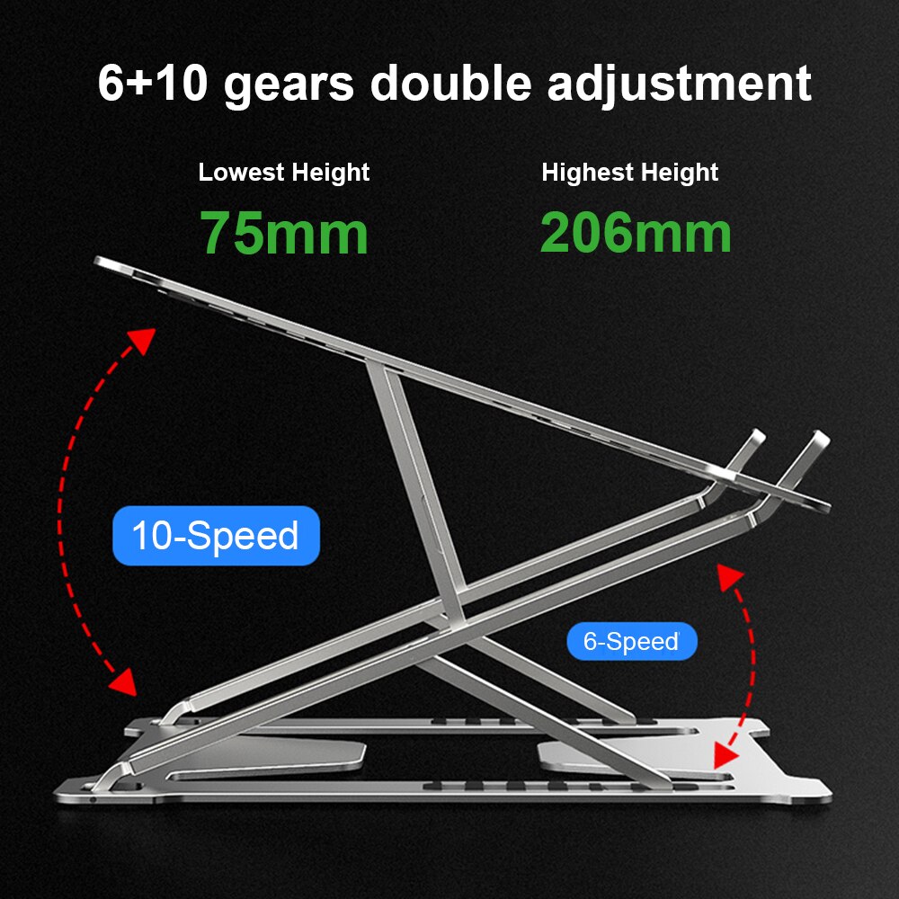 Verstelbare laptopstandaard, draagbare ondersteuning, notebookstandaard voor macbook pro, computerkoelbeugel, verhoger voor laptop, bureauverhoger