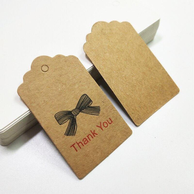 etiquetas hechas a mano boda marrón Kraft papel etiquetas DIY artesanía Bonbonniere Favor etiquetas 100pcs \ lot