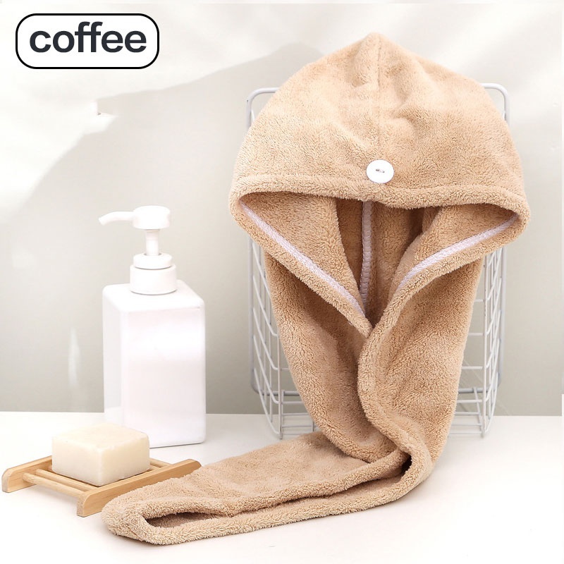 Hair Towel Wrap Fast Dry Hair Towel Super Absorbent Microfiber Coral Velvet Hair Drying Towel Quick Dry Hair Turban: Chocolate