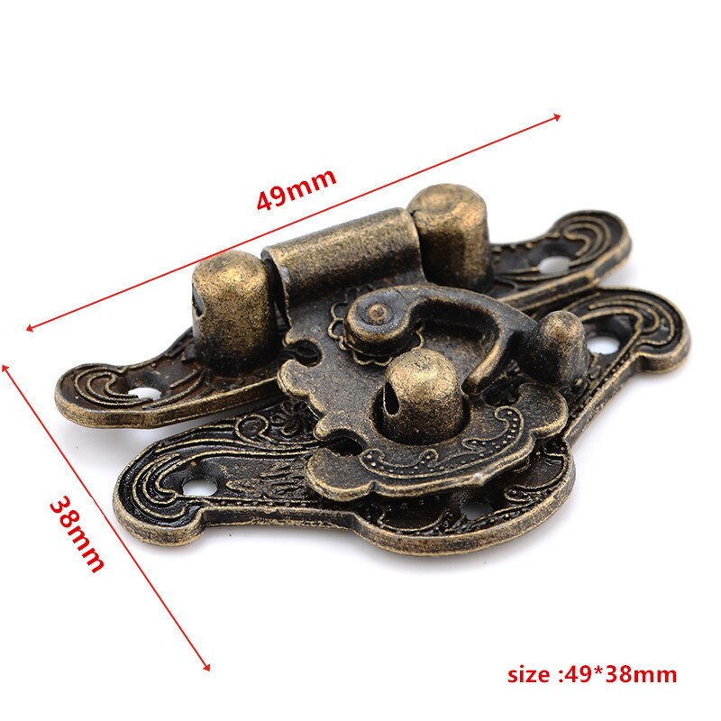 4 stk antik bronze hasp lås smykker trækasse lås mini kabinet spænde sag lås dekorativt håndtag 3 størrelse: Stor størrelse
