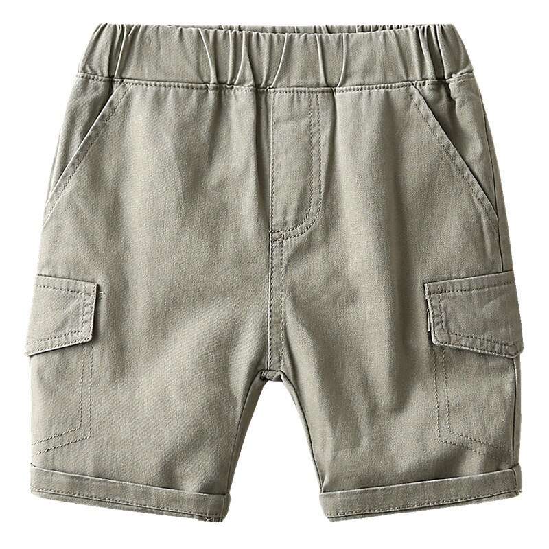 Pantalones Cargo de algodón con cintura elástica para niños, hasta la rodilla pantalón corto, de verano