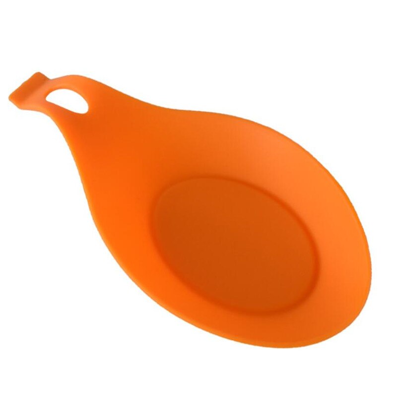 Silikone isolering ske hvile varmebestandig drikke glas coaster bakke ske pad spise måtte grydelapper køkken tilbehør: Orange