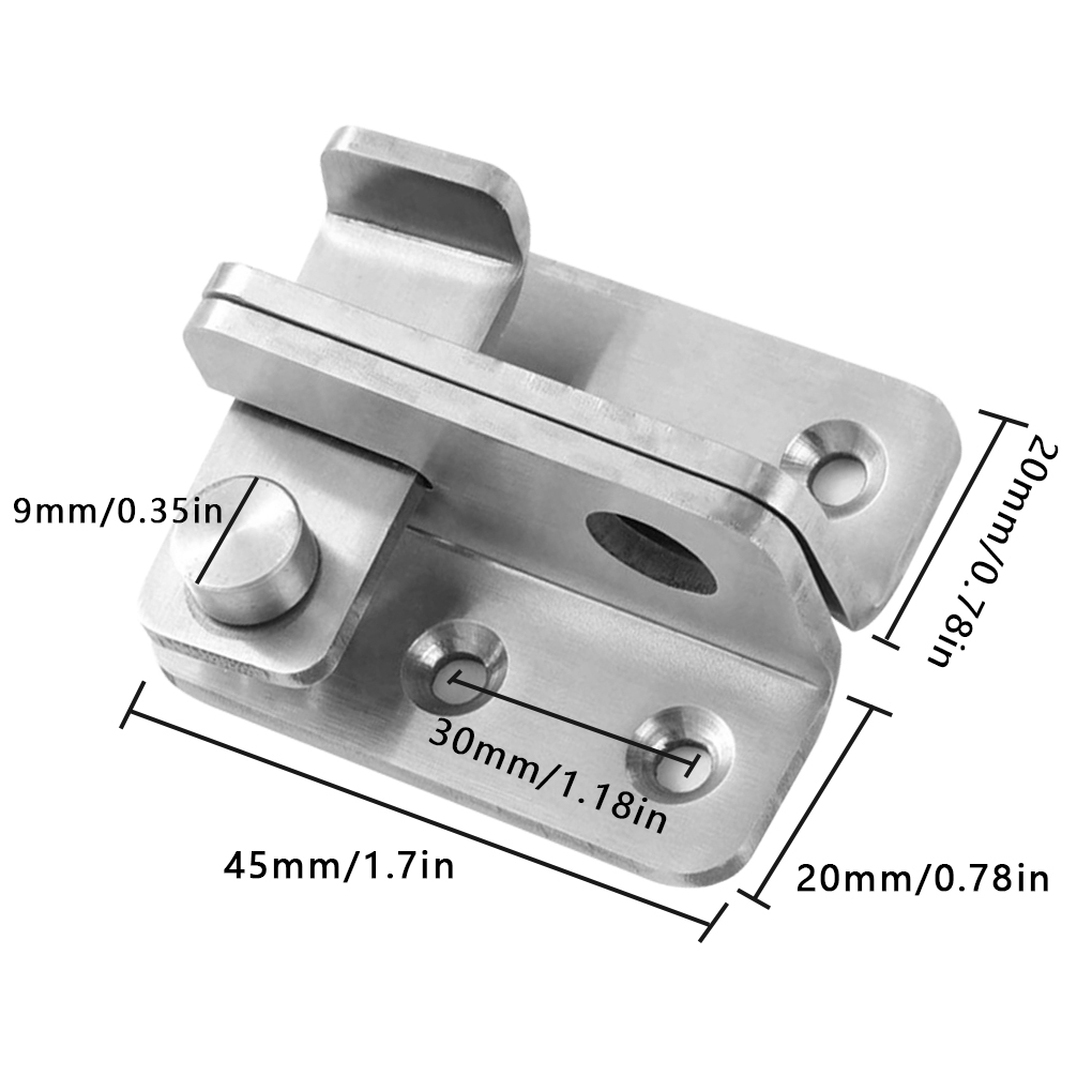 Door Latch Stainless Steel Thicken Gate Lock Security Toilet Timber Door Bolt