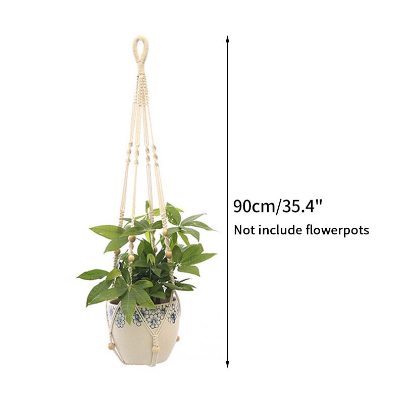 Maceta de algodón hecha a mano, Cestas colgantes de macramé, soporte de macetas de flores tejidas para colgar en la pared