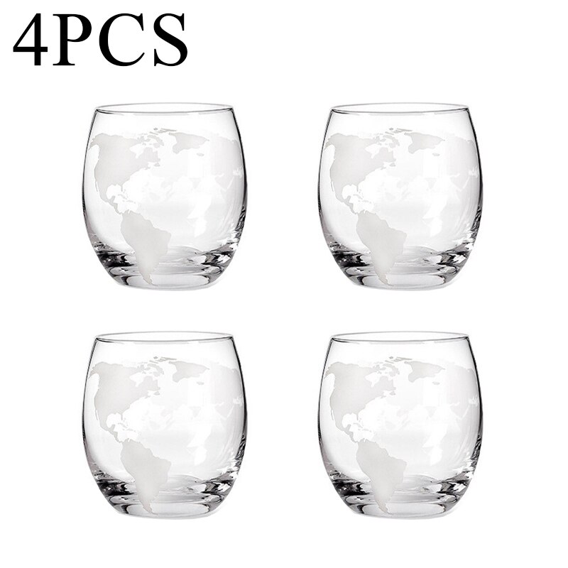 Decantador de whisky globo aireador de vino, conjunto de cristal de calavera de velero dentro de cristal con soporte de madera fina, decantador de licor para taza de Vodka: 4 cups