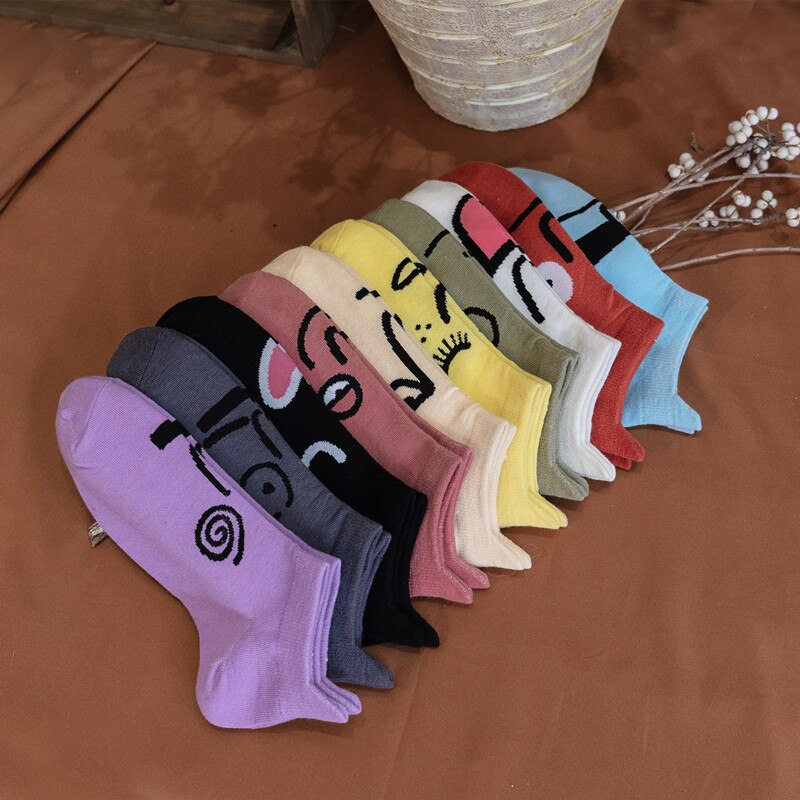 8 Pieces=4 Pairs/Lot Funny Women Boat Socks Cute Harajuku Summer Compression Ankle Socks Breathable and Comfortable TJ3080