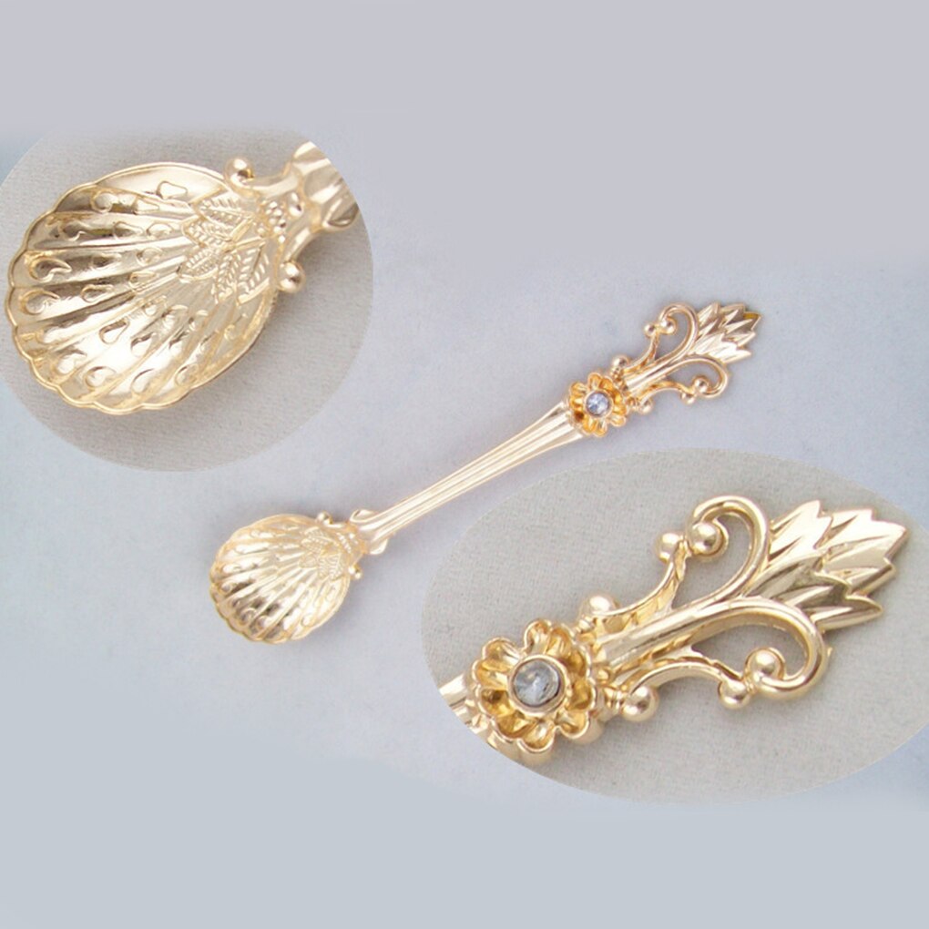 Vintage royal style Palace Carved Coffee Drink Condiment Spoon Tea Ice Cream balls milk Scoop