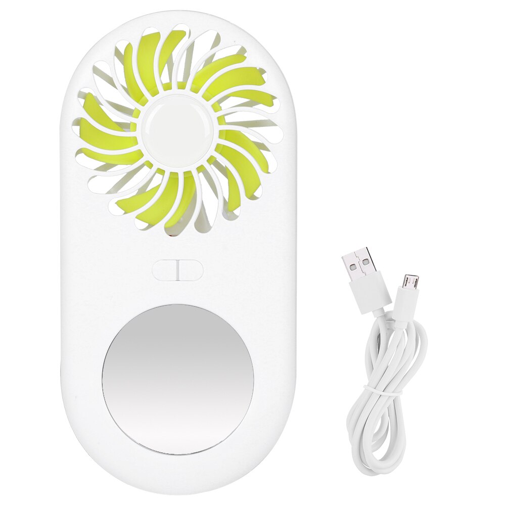 Portable Hand-Held Electric Fan USB Rechargeable Cooling Fan 3-speed wind speed adjustment with Mini Cosmetic Mirror: Default Title