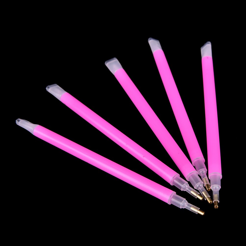 5Pcs/lot Dual-ended Nail Rhinestone Bead Picker Pink Gem Strass Picker Dotting Pen Manicure DIY Nail Art Pick Up Tool