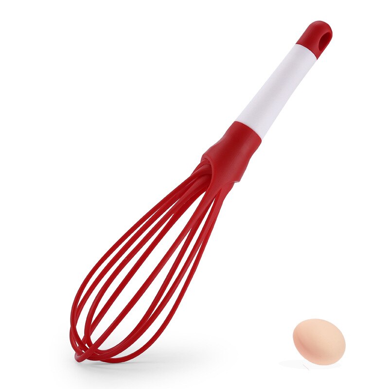 Stainless Steel Manual Cream Whisk Multifunctional Handheld Blender Kitchen Baking Gadget: Red