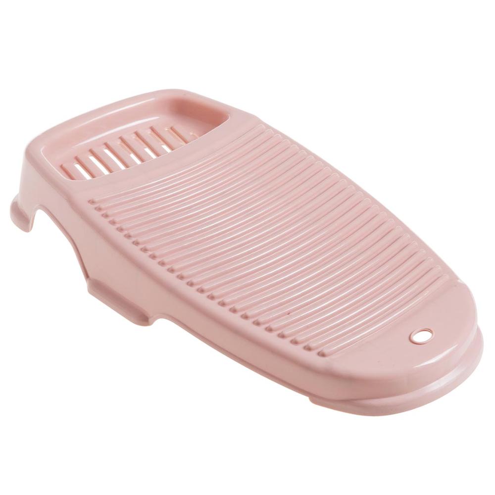 Clothes Washing Board Plastic Thicken Washboard with Soap Holder Box Bathroom Kid Clothes Cleaning Laundry Scrubbing: Pink
