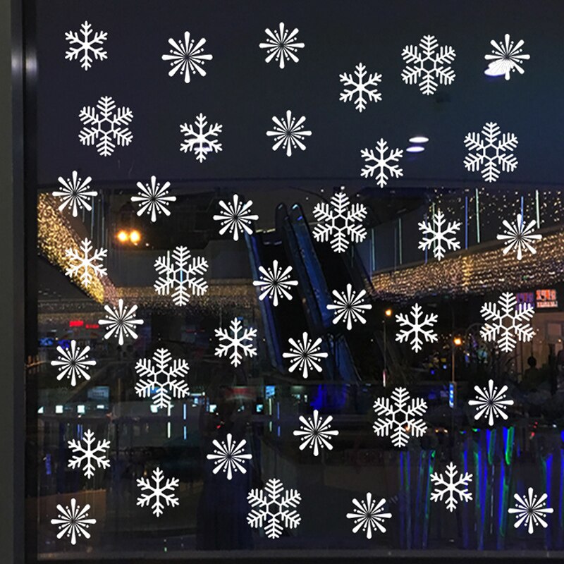 38 unids/lote, pegatinas de copos de nieve de ventana de vidrio electrostático, decoración de invierno para habitación de niños, pegatinas de pared de Navidad, calcomanía, wallpa