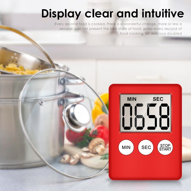LCD Digital ScreenTimer Thin Function Square Cooking Count Up Countdown Alarm Magnet Clock Temporizador Kitchen Tool