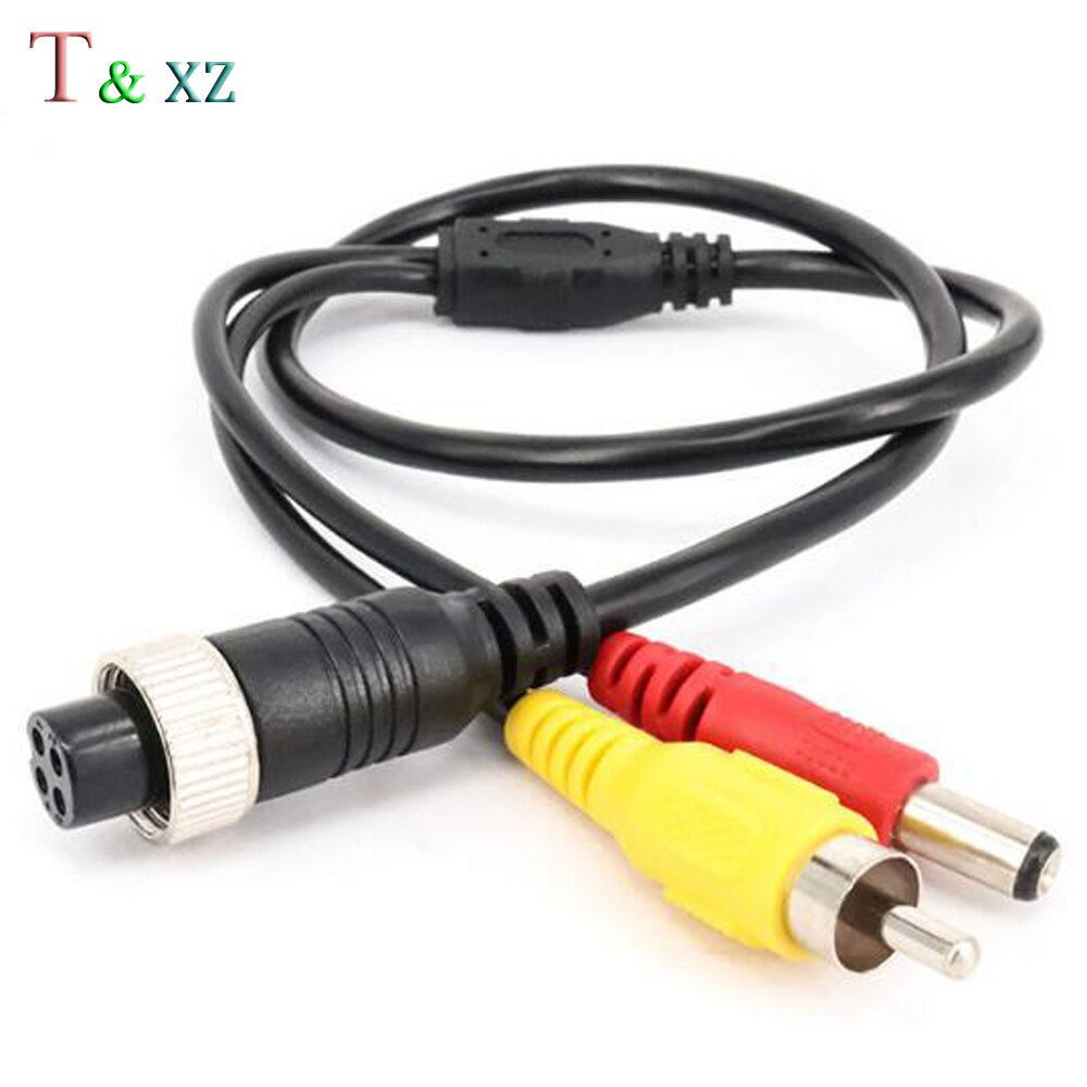 4-Pin Aviation Female to RCA Male &amp; DC Jack Male CCTV Vehicle Cam Adapter Cable Audio Camera cable 50 cm