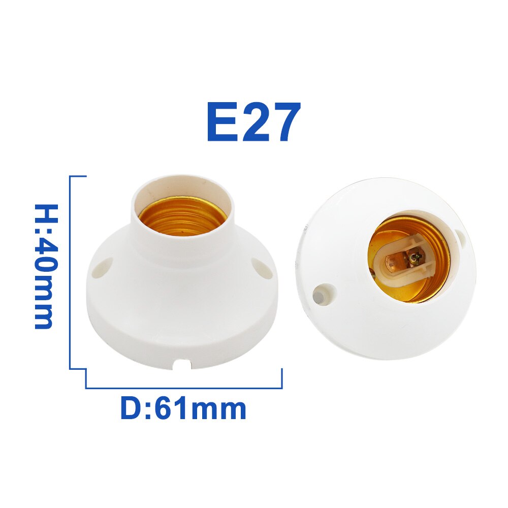 E27 rund plastikfod  e27 skrue lampeholder  e27 flad lampe base loft type fatning hvid lampeholder: 40 x 61mm