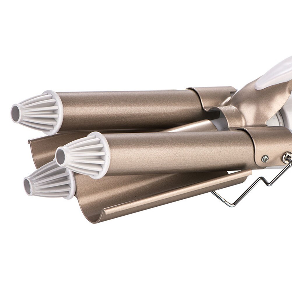 Outils de cheveux friser grand trois-Stick bigoudi oeuf rouleau tête 3 Tube en céramique fer à friser Salon usage domestique avec prise ue (doré 25mm)