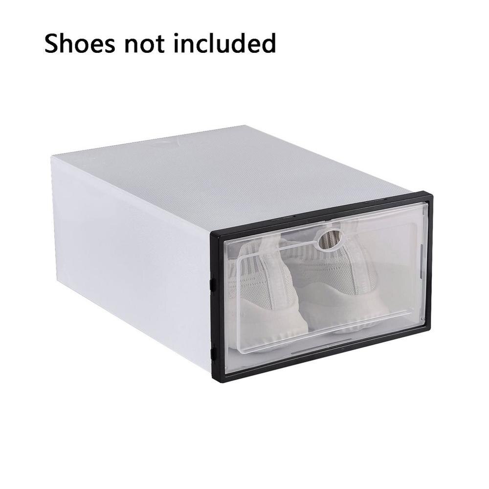 Caja organizadora de zapatos, caja de almacenamiento transparente a prueba de polvo, armario de zapatos superpuesto, organizador de zapatos con Concha, estante de zapatos de PVC: Color negro