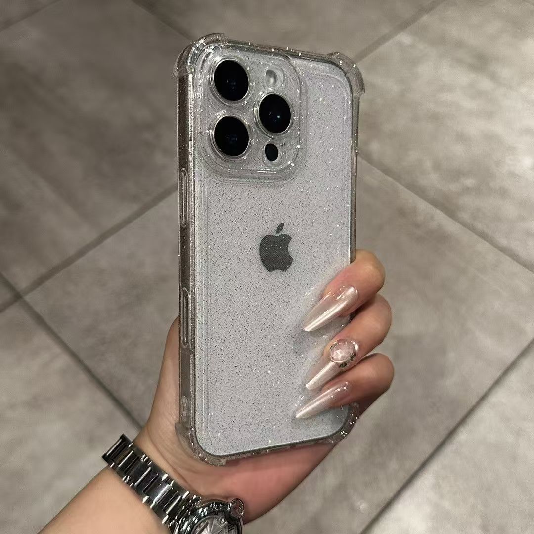 Glitter Bling Clear Case for iPhone 17 16 15 14 13 12 11 Pro Max XS X XR 16PLUS 17AIR 16E Silicone Soft Transparent Bumper Cover: Beige / iPhone 15 Pro